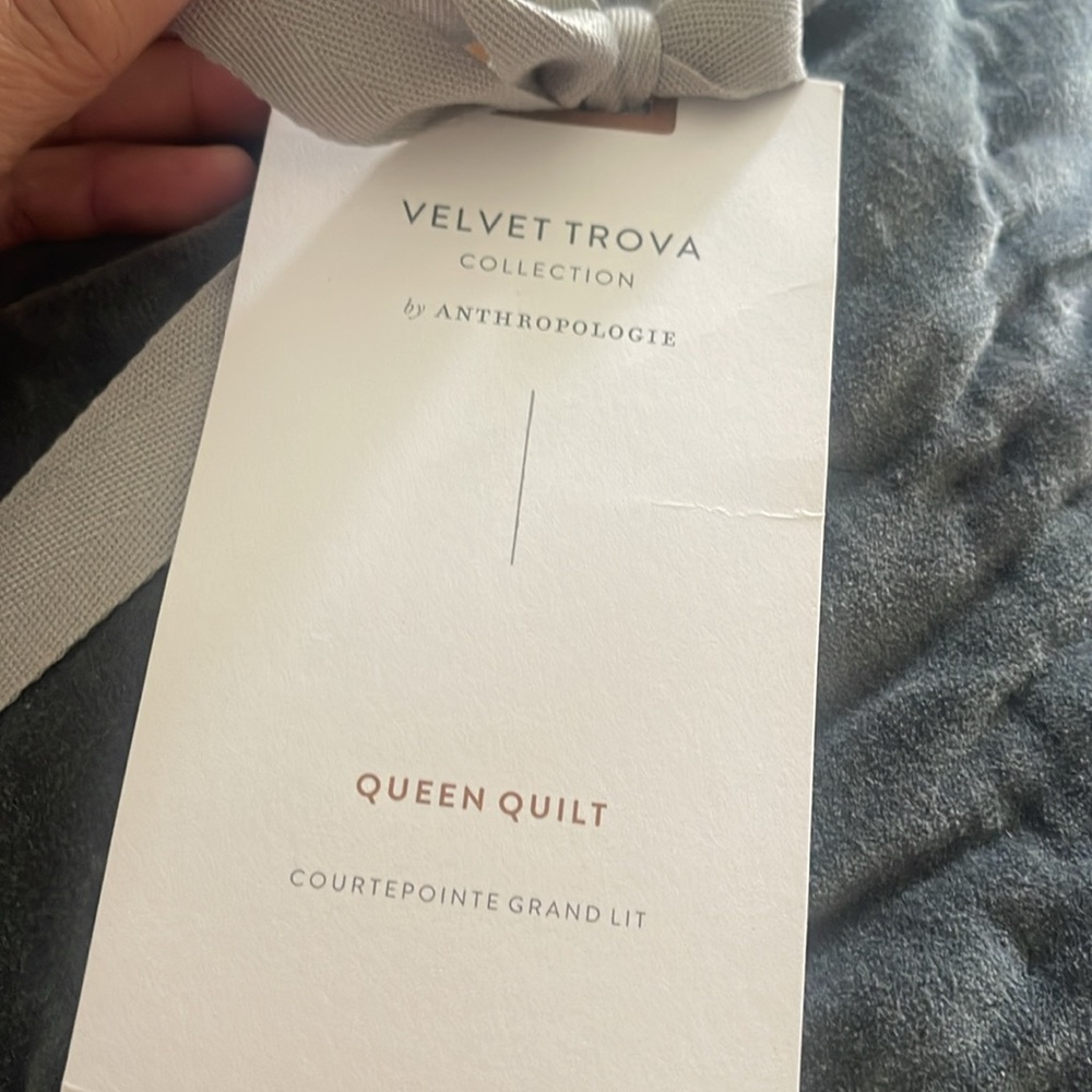Anthropologie Trova Velvet Quilt Queen - Picture 6 of 8